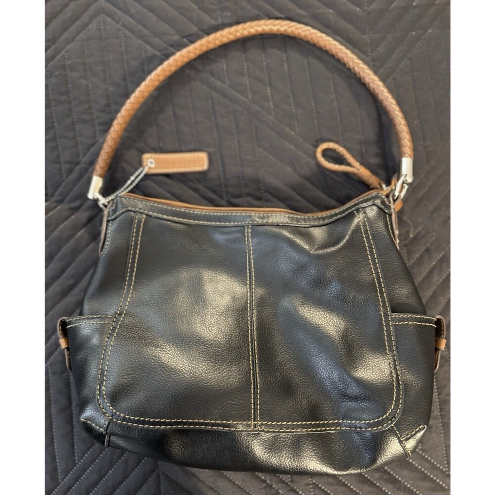 Kim Rogers Black/Brown Shoulder Bag Zip Closure Lined Inner Pockets Detach